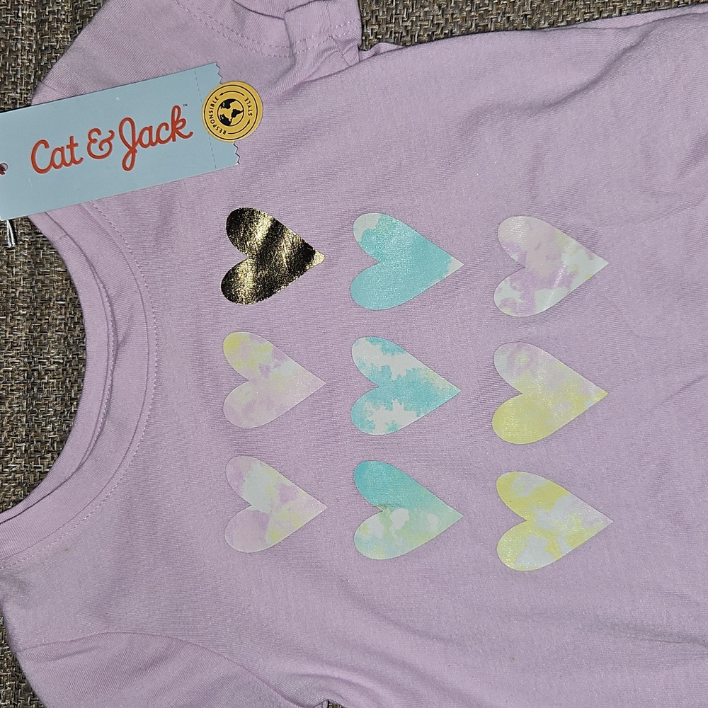 Cat & Jack Kids Heart Pattern Tee - Lavender